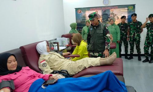 Sambut HUT TNI Ke-78, PMI dan Kodim 0608/Cianjur Menggelar Donor Darah